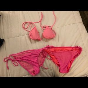 Pink bikini separates